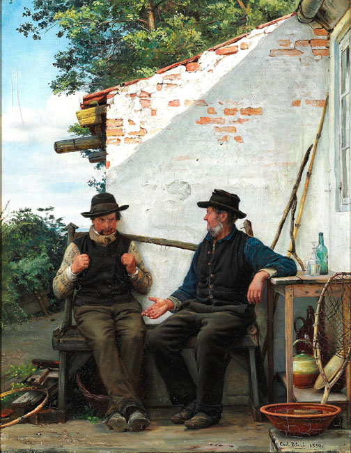 two old men sitting in the shadow